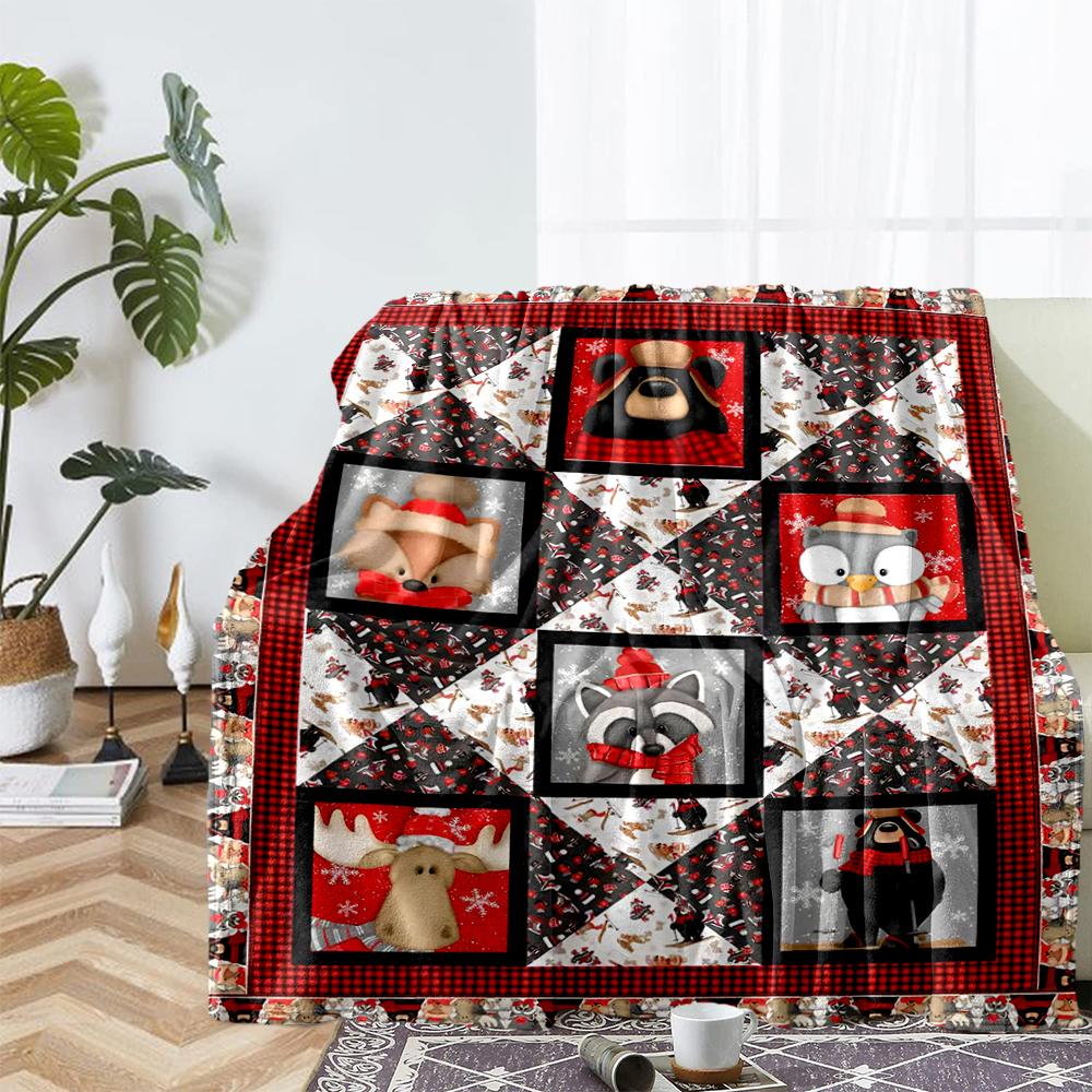 Christmas Theme Printed Blanket - Perfect for Couch, Bed, Travel & Outdoor Use | Machine Washable, Cozy & Durable.