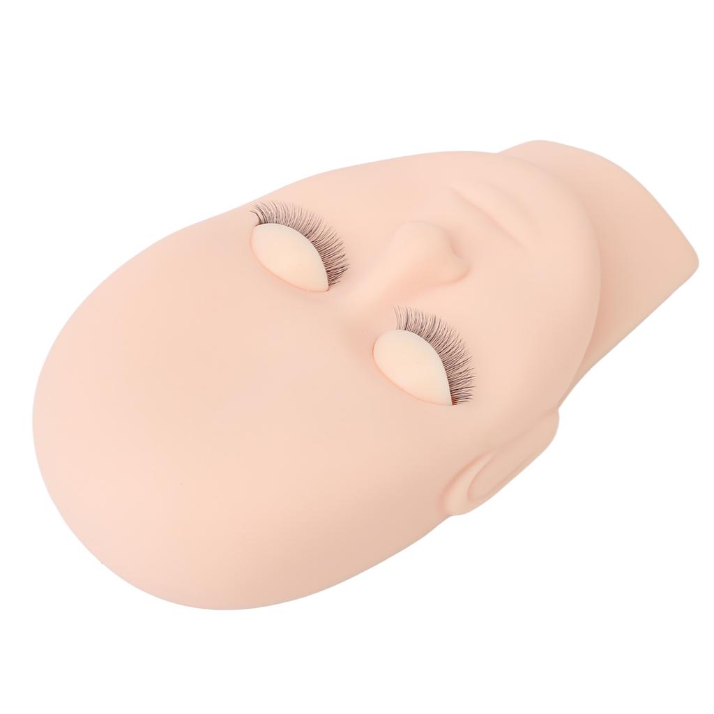 Lash Mannequin Head Makeup Eyelash Extension Practice Doll Head with 3 Pairs Removable Eyelids Double Layer Lashes