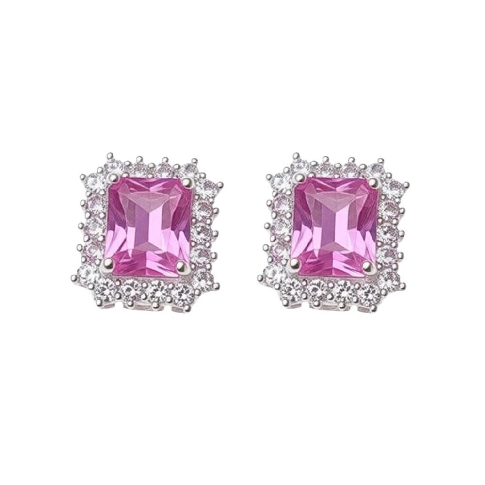 

2Pcs Rectangular Shape Spacer Beads Glitter Crystal Bracelets Beads Hair Jewelry Making Silver-Pink