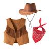 Gilet Western con Frange per Bambini Costume da Gioco di Ruolo Può Essere Abbinato con Foulard Cappello