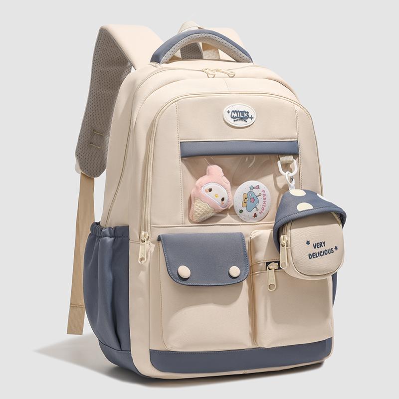 Contrast Color Student Backpack Large Capacity Schoolbag Women's Backpack