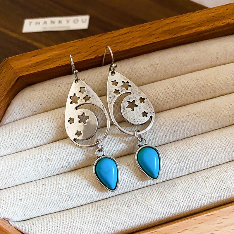 Europäischer und amerikanischer ethnischer Stil, mit Diamanten besetzte Wassertropfen-Quasten-Ohrringe, Steckerohrringe, Damenohrringe, Design-Sinn Nische