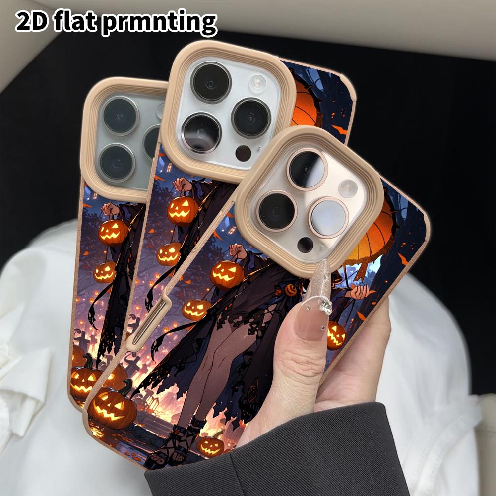 Phone Case: 2D flat lambskin suitable for iPhone 18 17 16 15 14 13 Pro protective case, 2D anime girl, Christmas and Halloween gifts