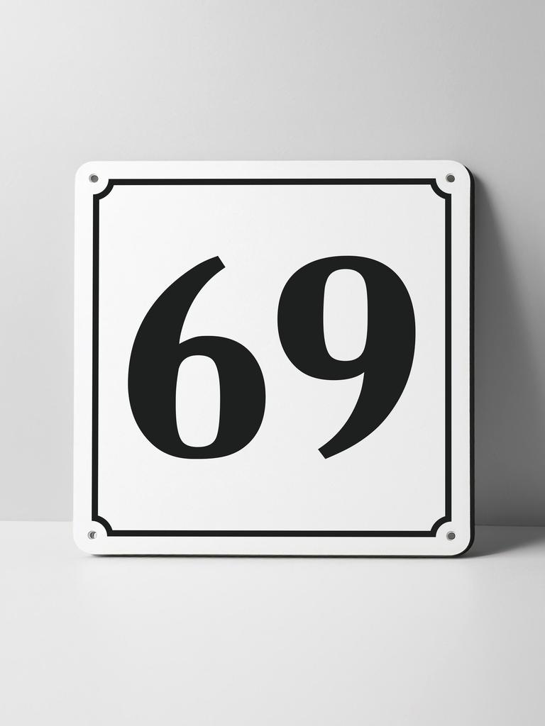 Metal Sign Black House Number On White Background Outdoor Wall Art Decor