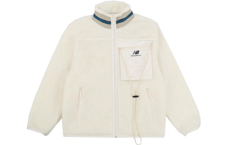New Balance Lifestyle Casual Collection Velvet Jackets Unisex White Stand Collar Moderate AMJ13393-MSU M
