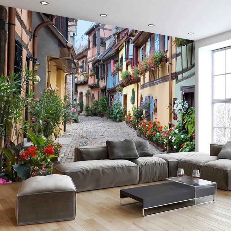 3d Wallpaper European Street Wallpaper Retro City Landscape Wall Mural Living Room Cafe Restaurant Backdrop Wall Decor Fresco