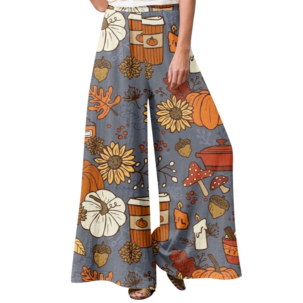 Dámské zimní tepláky Halloween potištěné ležérní kalhoty Dámské fleecové tepláky široké rovné kalhoty