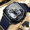 Relógio LED Esportivo Masculino À Prova D'água Luminoso Semana Data Quadrado Pulso Pulseira de Silicone Eletrônico Relógios de Quartzo