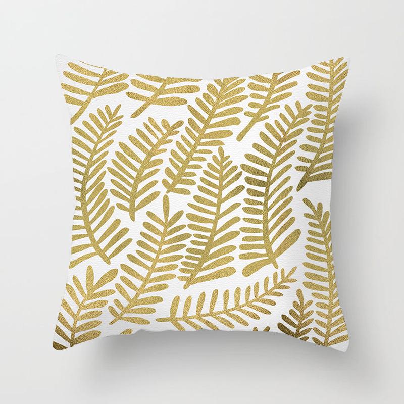 European Style Golden Geometric Print Car Pillow Cover Sofa Cushion Cover Home Furnishings