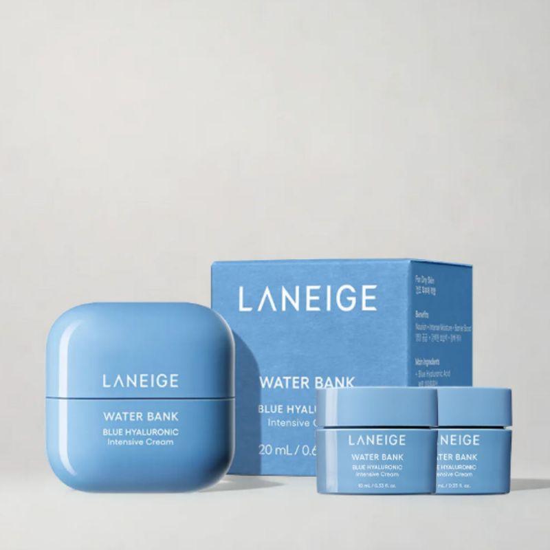 LANEIGE НОВЫЙ Интенсивный крем Water Bank с голубой гиалуроновой кислотой 20 мл + Бесплатно Интенсивный крем 10 мл x2 Подарочный набор