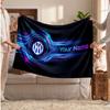 Inter Milan Personalized Fleece Blanket With Football Logo, Custom Name Text Soft Warm Home Throw Blanket