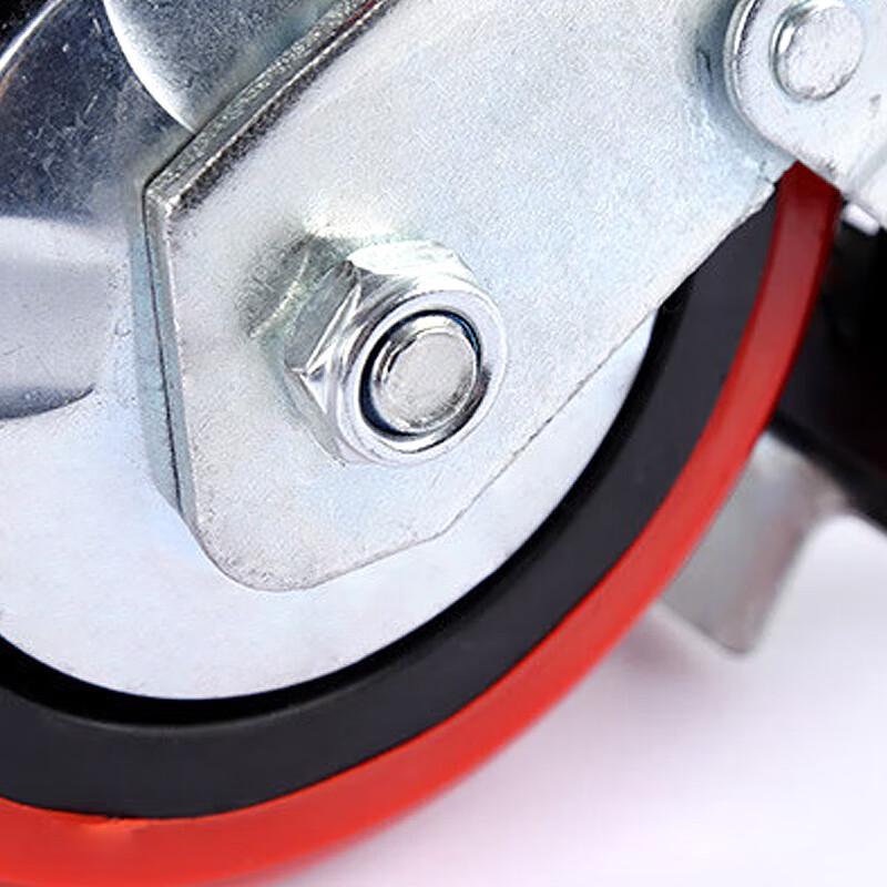 Hesdige Red Polyurethane PU Flat Cart Casters