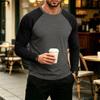 Men's Long Sleeve Color Block T-Shirt Round Neck Casual Basic Top