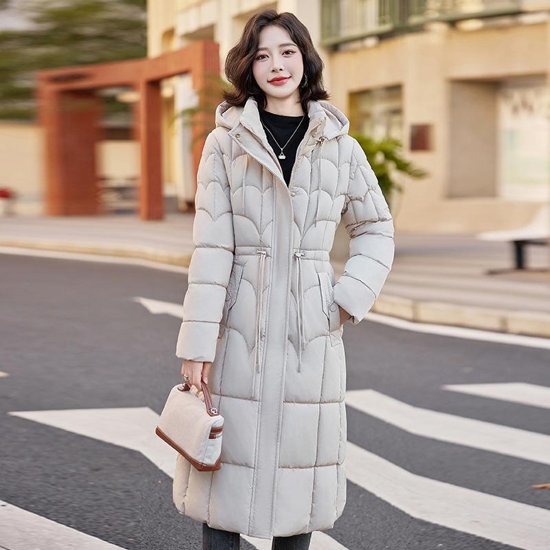 

New wrinkle-resistant hooded windproof lightweight thickened padded fluffy warm cold loose long high quality fabric casual sports jacket L