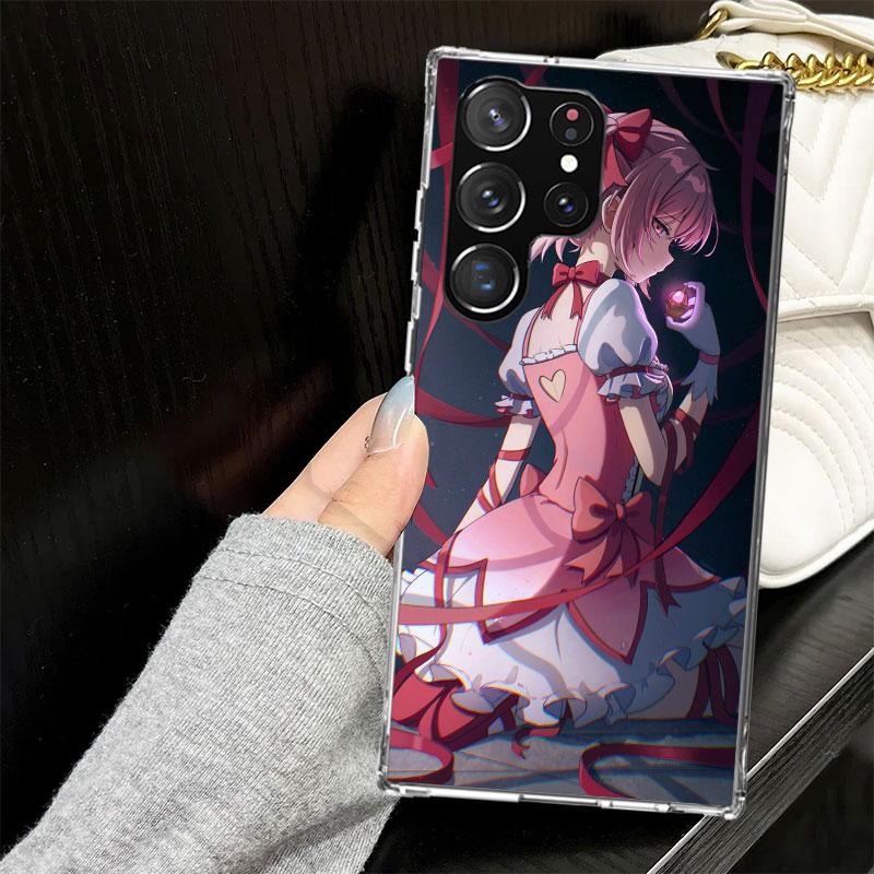 Madoka Magica Anime Case for Samsung Galaxy S25 S24 S23 S22 Ultra Soft Phone Cover S25 Edge S21 Plus S20 FE S10 + Black Cover