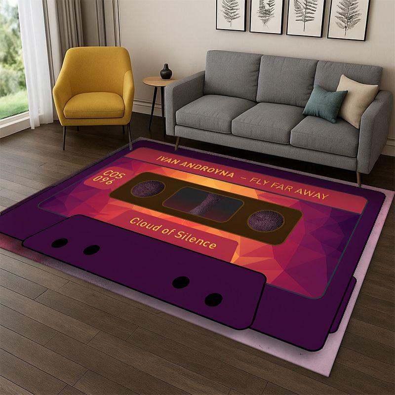 Musikkassetten-Kassette Retro-Rekorder CD Teppich für Schlafzimmer Wohnzimmer Sofa Spielzimmer Fußmatte Heimdekoration, Teppich Nicht-rutschfest Geschenk
