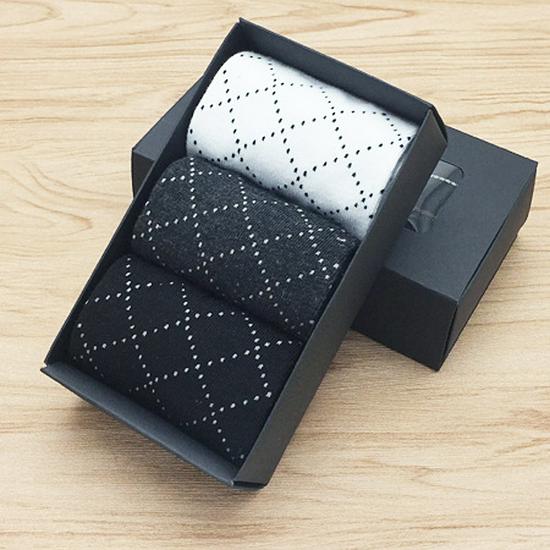 Men's Mid-Calf Boat Socks Gift Box: 3-Pair Set, Solid Colors, Spring & Autumn