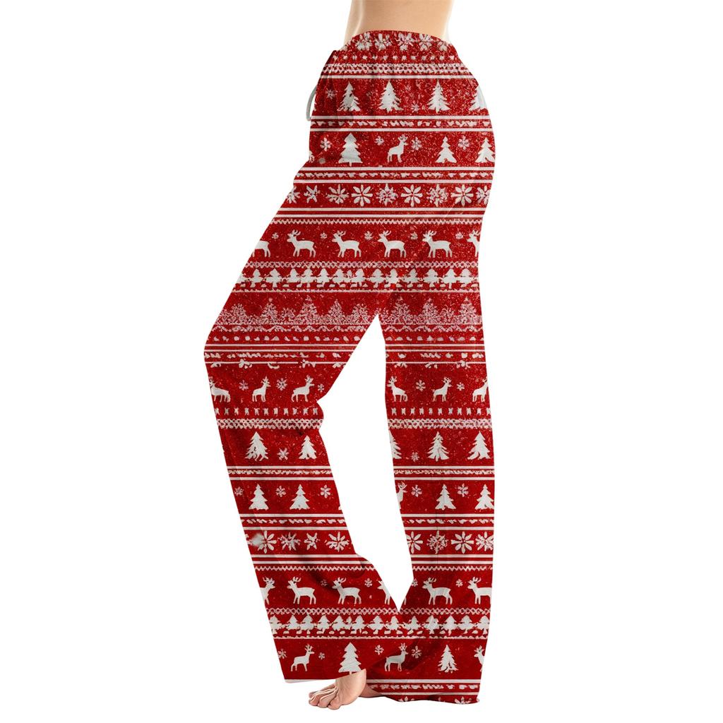 Women's Loose Fit Christmas Print Pajama Pants for Sleep and Casual Home Wear