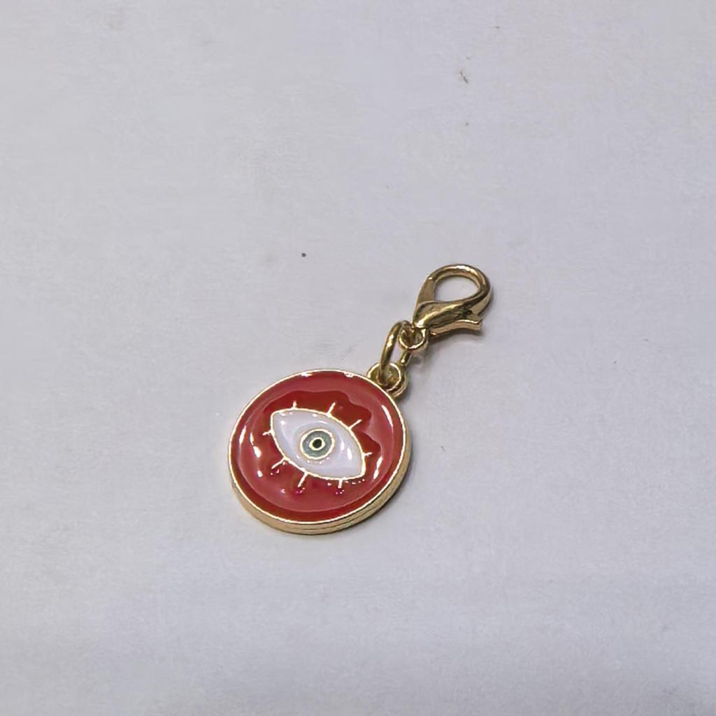 Ciondolo Tirazip Occhio Malvagio Dorato - Charms Rotondi in Lega Smaltati a Goccia per Accessori Abbigliamento Fai da Te