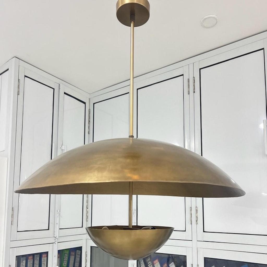 3 Light Elegant Ceiling Flush Mount Light Pendant Mid Century Modern Raw Brass Chandelier Light