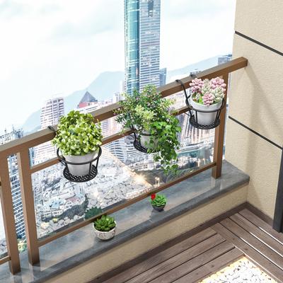 Outdoor Hanging Basket Plant Iron Racks Fence Balcony Round Flower Pots Hanging Planter Stand Holder Garden Decoration