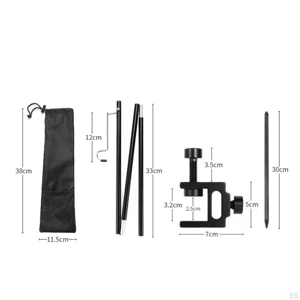 Camping Stand, Aluminum Alloy Lamp Stake and Hook, Adjustable Hanger for Outdoor Picnic, ,