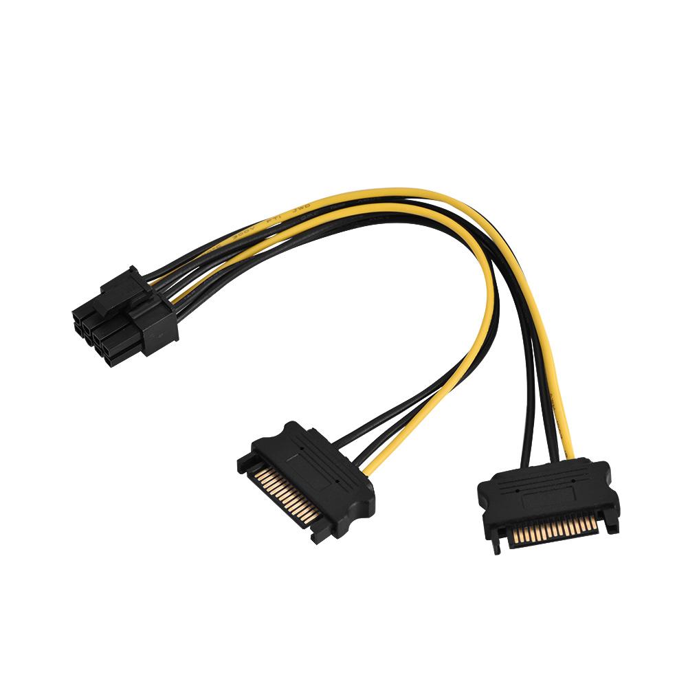 15-poliger Dual-SATA-Stecker auf 8-polige Buchse PCI-E PCI Express-Netzteiladapterkabel, 0,2 m