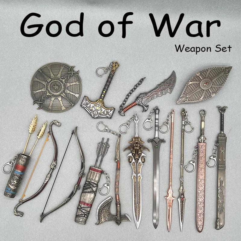 God of War Game Replica Metal WeaponsModel Set Kratos Action Figure Accessory Retro Collectible Desktop Decorations Toy Boy Gift