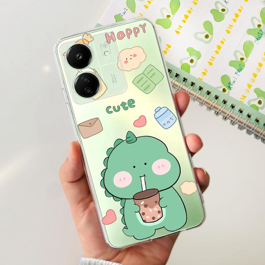 For Xiaomi POCO C65 Case Transparent Silicone Soft TPU Phone Cover For Xiaomi Mi Poco C65 Protective Bumper PocoC65 Flower Funda
