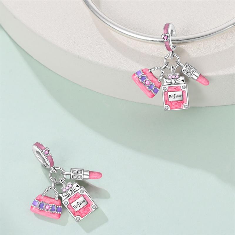 100% 925 Silver Cute Little Bear Butterfly Flamingo Charms Beads Rose Princess Pendants Fit DIY Bracelets Jewelry Gifts