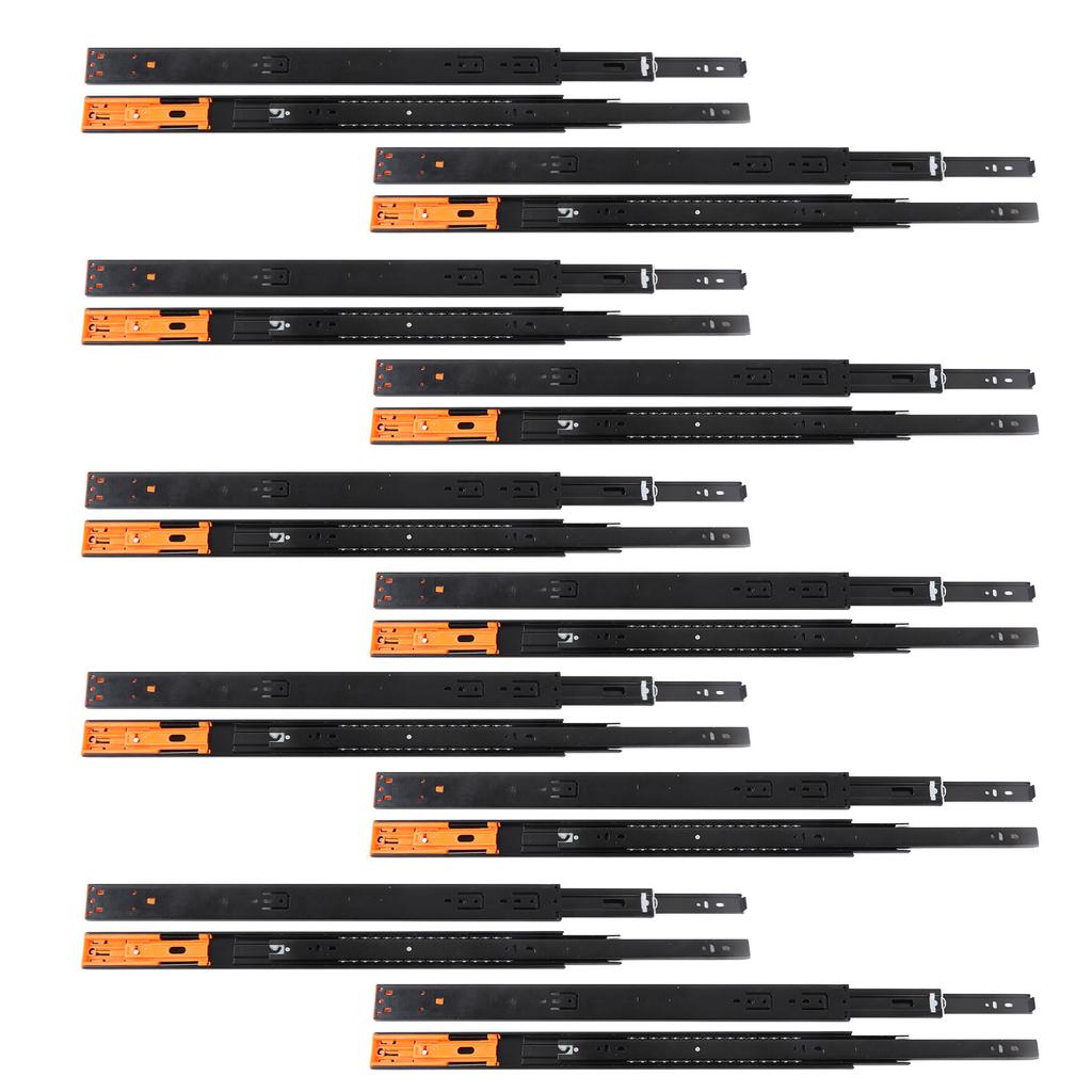 10 Pairs 22 Inch Drawer Slides Ball Bearing Sliding Guide Rails with Screws Detachable Nylon Buckle Black Buffer