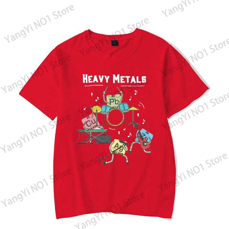 Heavy Metals Rock Chemistry T-Shirt Men Women O-Neck Oversized Streetwear Vintage Harajuku Unisex Tees