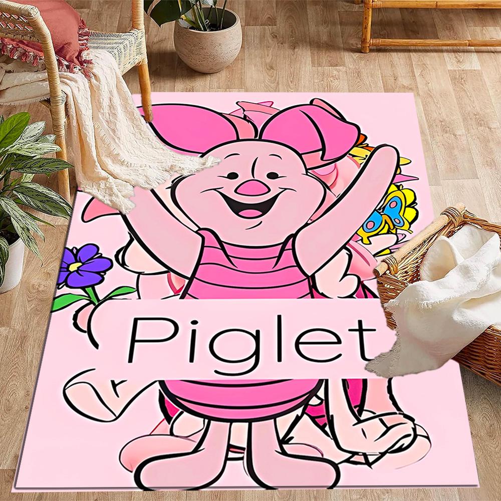 Ferkels Lila Schal Abenteuer Disney Zeichentrickfilm Thema Rutschfester Teppich - Polyester, Heimdekoration, Geeignet für Schlafzimmer, Wohnzimmer, Eingangsbereiche und Studios
