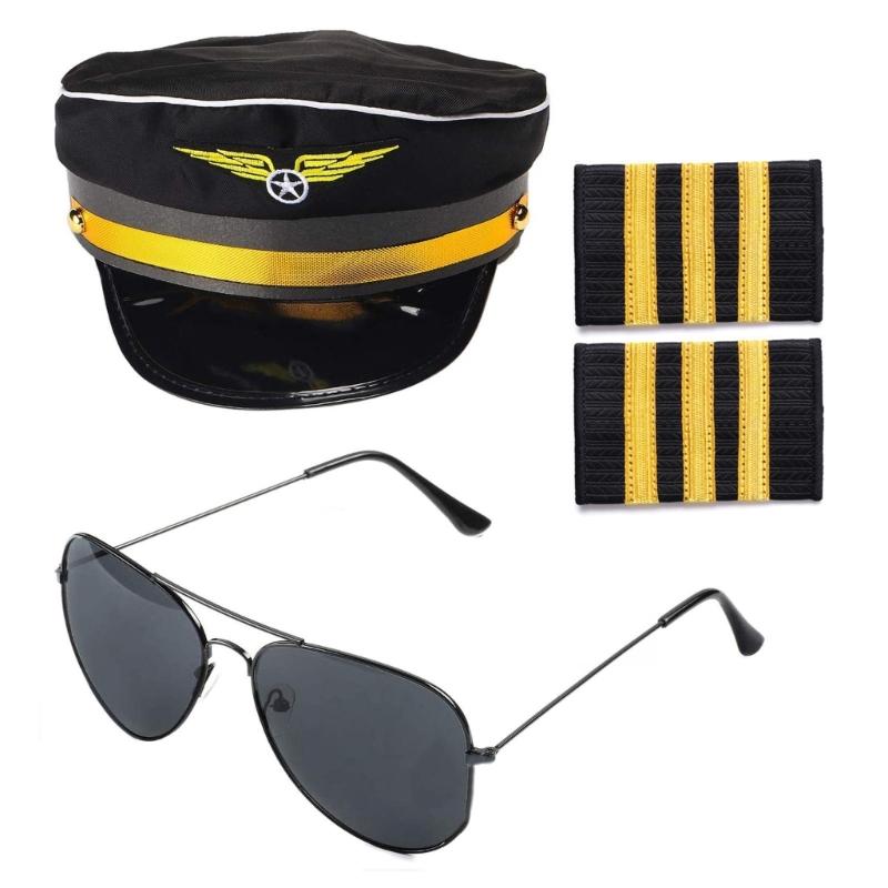 Yacht Captain Costume Set Hat Stewardess Cosplay Costume Accessory Scarf Gloves