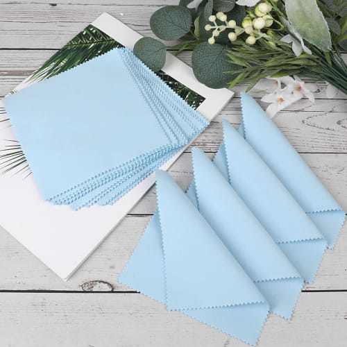 CCINEE Silver Polishing Cloth, Metal Polishing Cloth, Silver Cloth, Stain Remover, 20 Pieces, for Jewelry, Silverware, and Metal Cleaning (Blue, 15*15