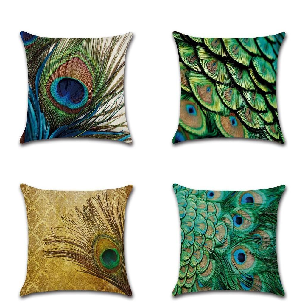 Elegant Peacock Feathers Sofa Bed Car Home Decoration Pillow Case For Stylish Interiors