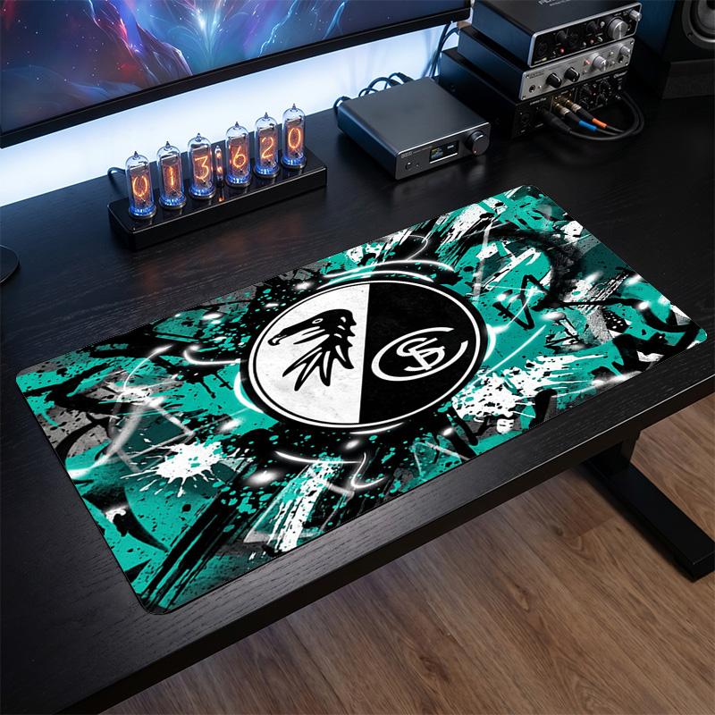 SC Freiburg FC Theme Pattern Mouse Pad, Soccer Logo Design XXL Gaming Desk Mat Non-Slip Computer Mouse Pad