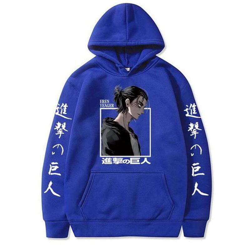 Fashion Attack On Titan Eren Yeager Anime Printed Hoodie Long Sleeve Loose Hip Hop Unisex Sweatshirt Men Streetwear Oversized Hoody Tops