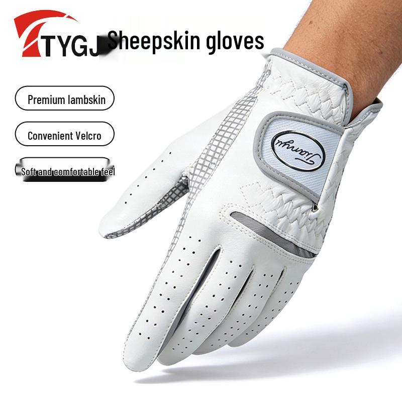 Men s Lambskin Anti-slip Golf Glove - Wear-resistant, Single Glove for Match Play. Left Hand Size 24 серый/белый