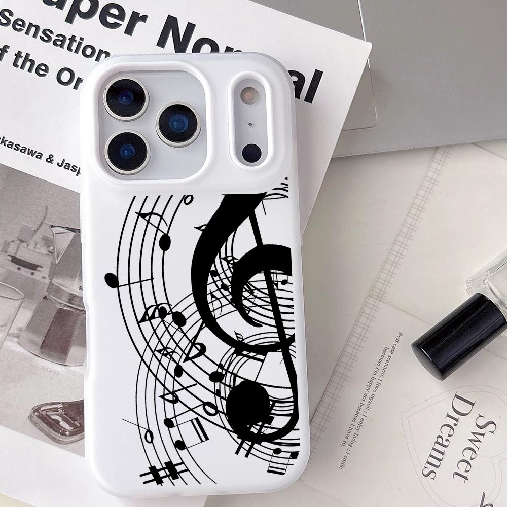 INS Trendy Musical Notes Phone Case For iPhone 17 16 15 14 13 12 11 Pro Max Plus Mini Case Clear Jelly Shockproof Soft Cover