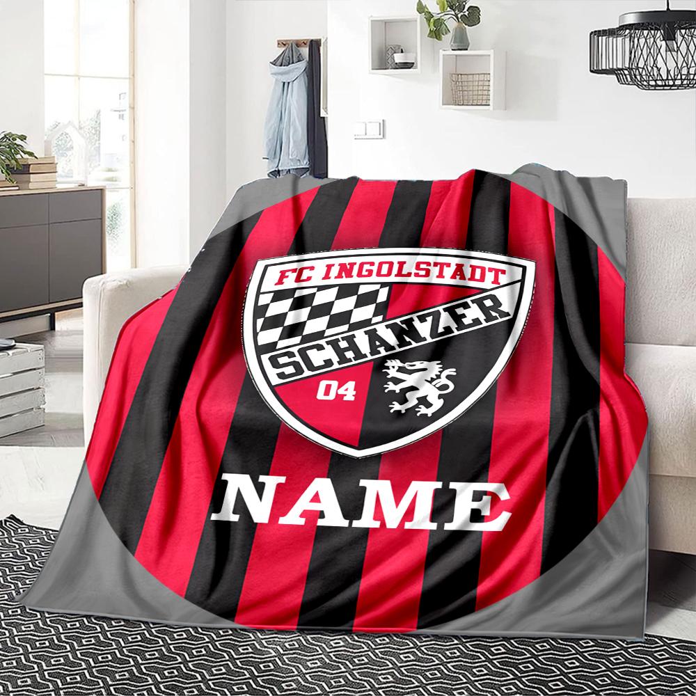 Custom Name FC Ingolstadt Team Crest blanket for Couch & Bed, Plush Cozy Fuzzy Blanket Super Soft & Warm Blankets for Fall and Winter. 0908277