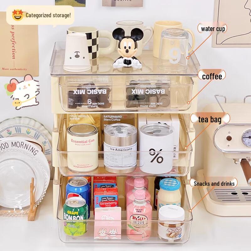 Desktop Stackable Storage Organizer with Transparent Drawers