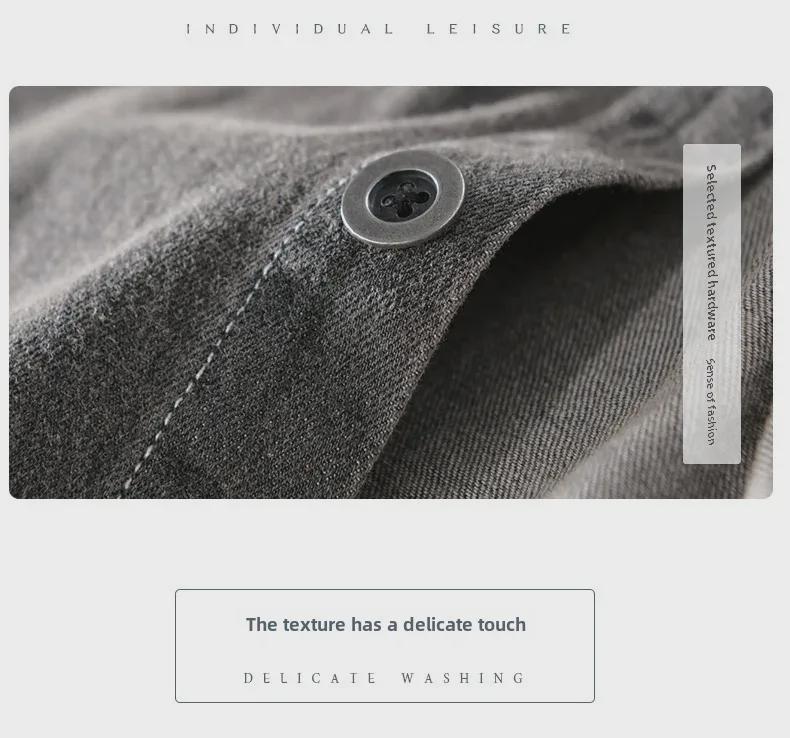 Men's Washed Cotton Casual Shirts - Loose Japanese Workwear Style for Spring & Autumn