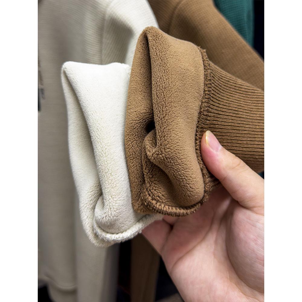 Men's Winter Fleece-Lined Zipper Sweatshirt with Semi-High Collar, Thickened Long-Sleeve Casual Sweater