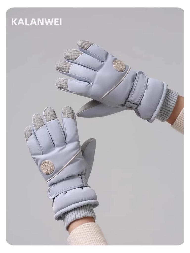 Women's Ski Gloves 2025: Velvet-Lined, Warm, Touchscreen Electric Bike Gloves for Autumn/Winter.