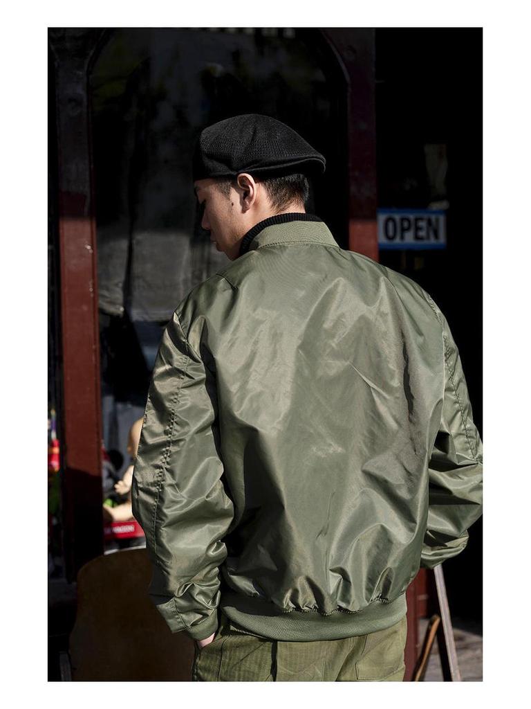 Normanlong Men's Air Force MA-1 Pilot Jacket - Lightweight Nylon Bomber for Spring/Fall