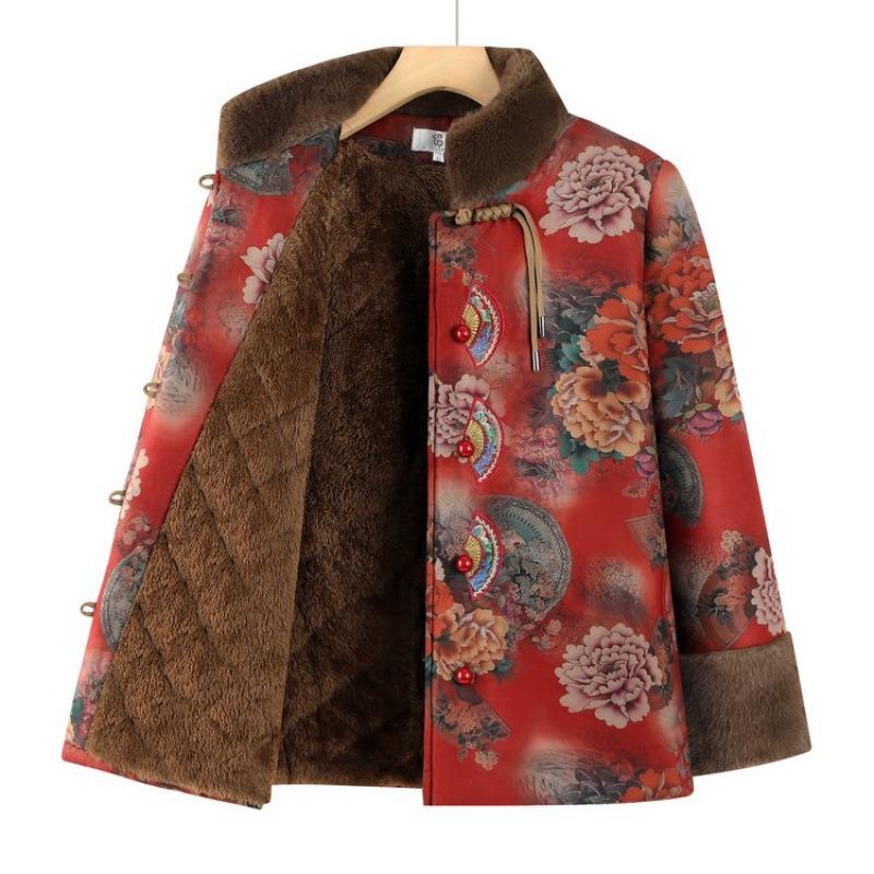 Thickened jacket, velvet cotton-padded clothes, winter cotton-padded clothes, warm old lady, cotton-padded jacket woman