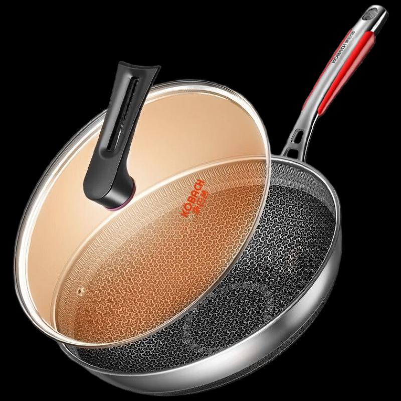 Kangbach Hongtu 32cm Antibacterial 316L Stainless Steel Honeycomb Wok