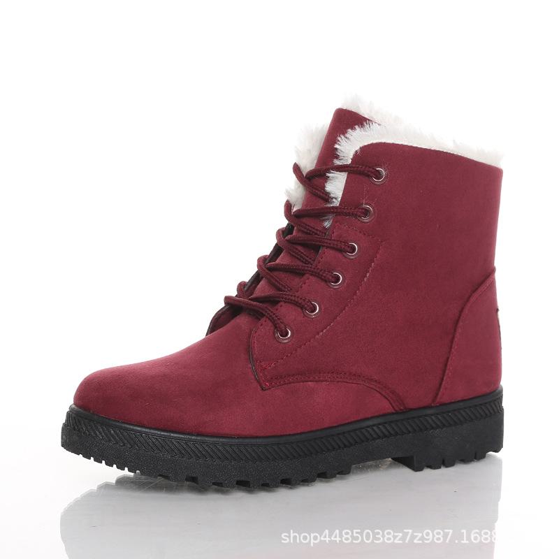 Módní a pohodlné sněhule Dámské boty na plochém podpatku Zimní zateplené bavlněné boty Dámské bavlněné boty Velká velikost