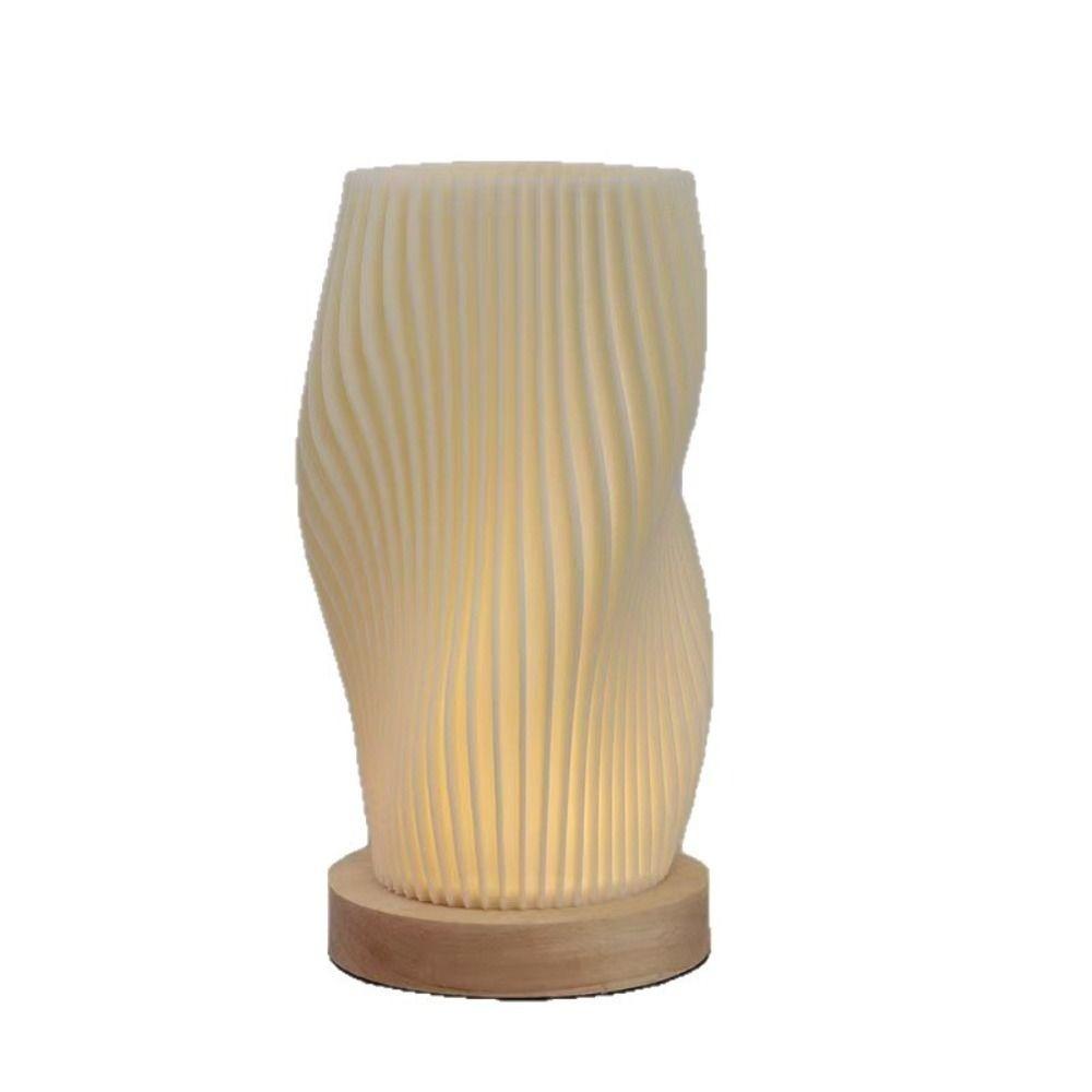 

Диммируемая 3D Плиссированная Настольная Лампа 3 Цвета Деревянное Основание Ночник Прикроватная Лампа Подставка для Карт бежевый